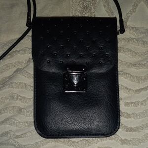 Black Studded Crossbody Bag w/Secure Clasp